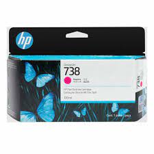 HP 738 Magenta Ink Cartridge 498N6A suitable for HP DesignJet T850 and T950 printers. Pigment-based ink.