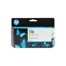 HP 738 Yellow Ink Cartridge 498N7A suitable for HP DesignJet T850 and T950 printers. Pigment-based ink.