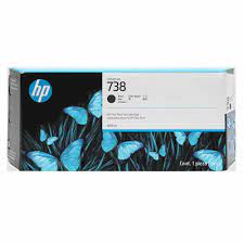 HP 738 Black Ink 300ml Cartridge 498N8A suitable for HP DesignJet T850 and T950 printers. Pigment-based ink.