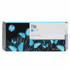 HP 738 Cyan Ink large capacity 300ml Cartridge 676M6A suitable for HP DesignJet T850 and T950 printers. Pigment-based ink.